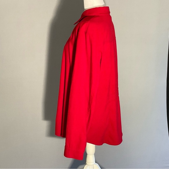 Talbots Ladies Size Large Button Up Long Sleeve Blouse in Christmas Red - Picture 5 of 12